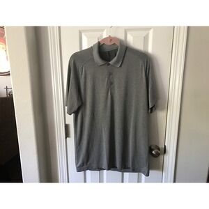 Lululemon Metal Vent Tech Polo Shirt Mens Large Grey Short Sleeve Golf Training